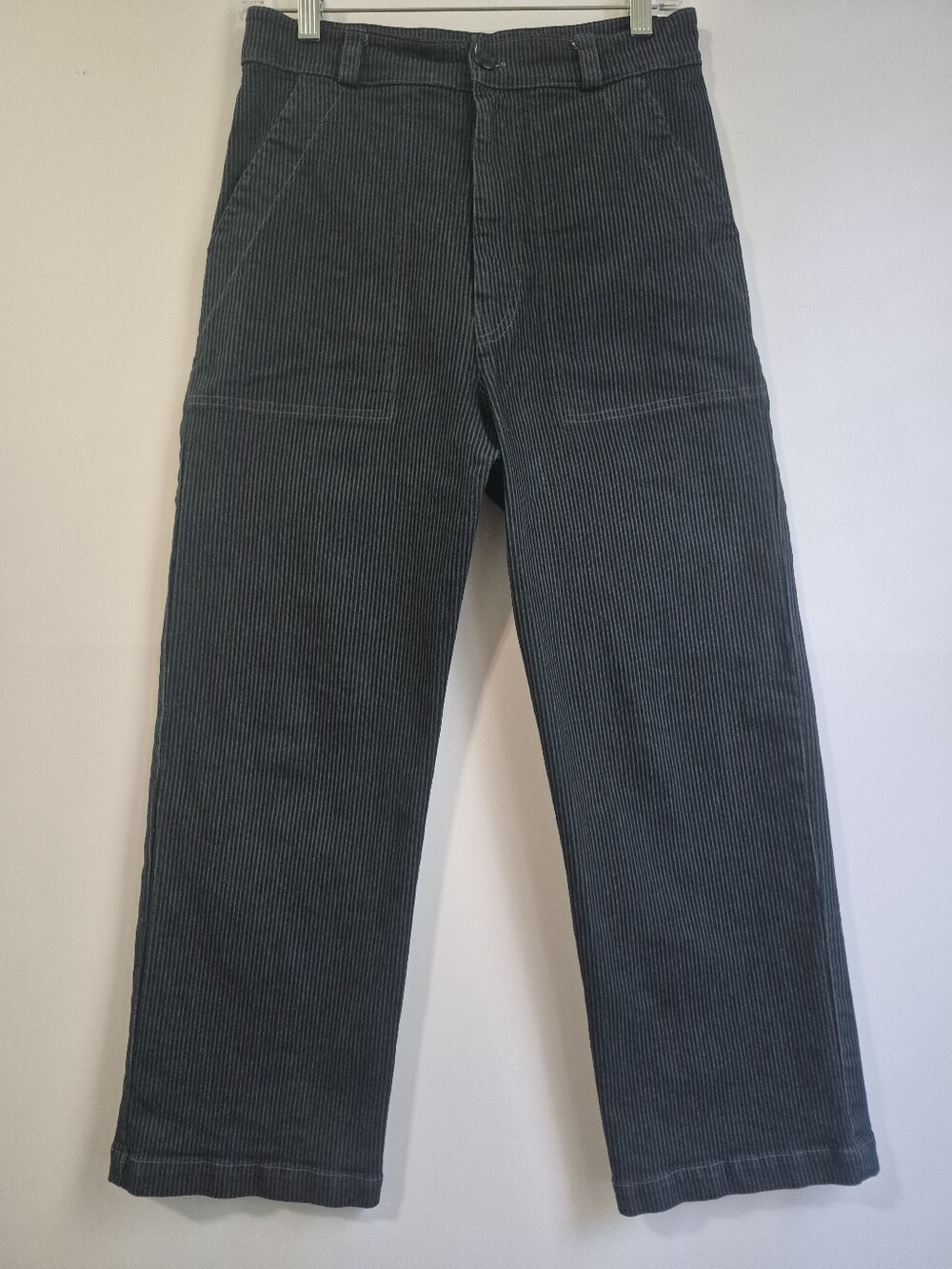 Prairie Underground Smithy Pant Faded Stripe High Rise Crop Utility Denim S